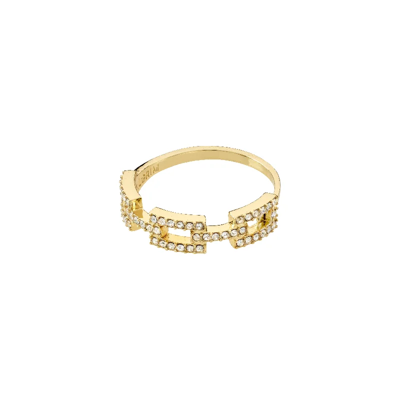 Hand-polished rings-Hand-polished rings-COBY crystal ring gold-plated