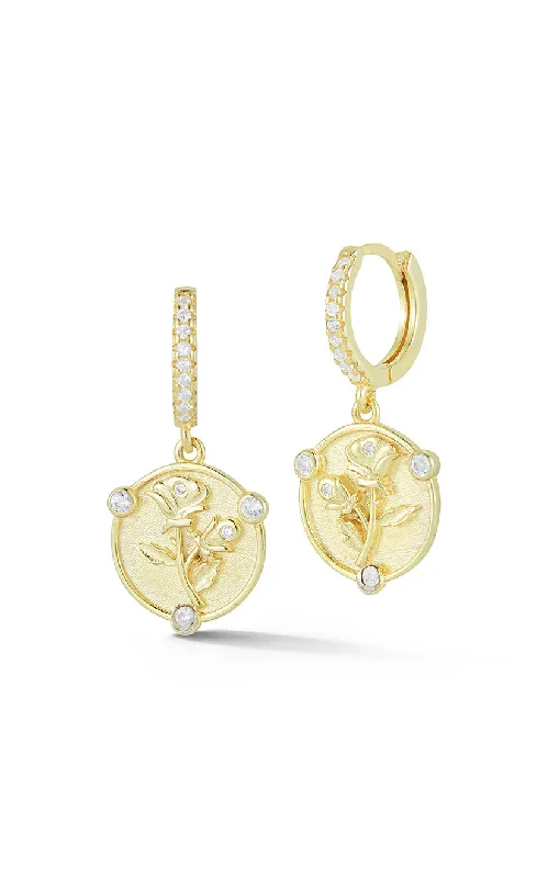 Stellar glow earrings-Rose Coin Huggie Earring