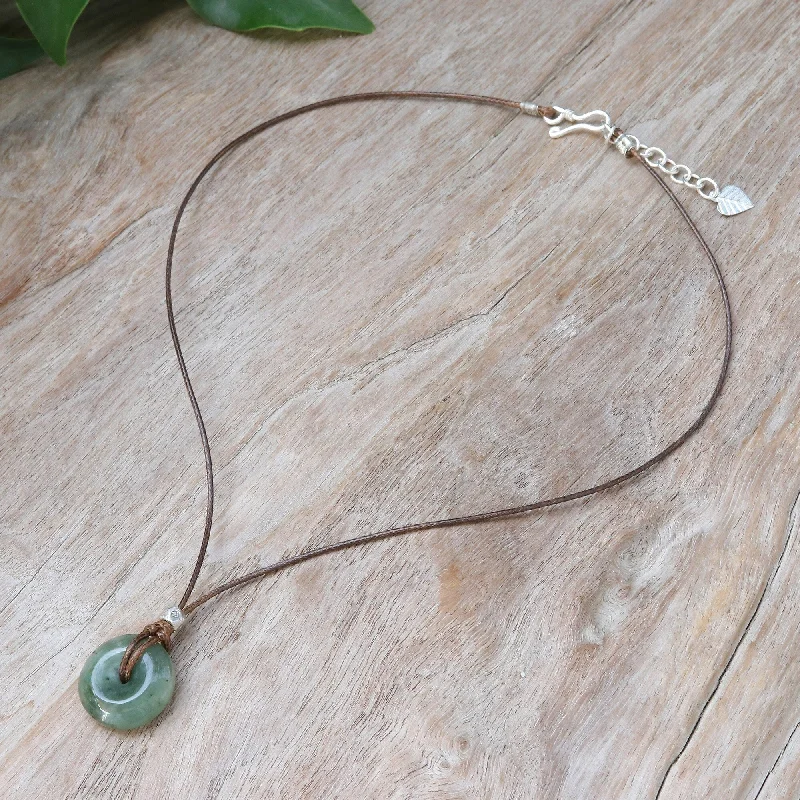 Oval shape necklaces-Novica Handmade Noble Core Jade Pendant Necklace