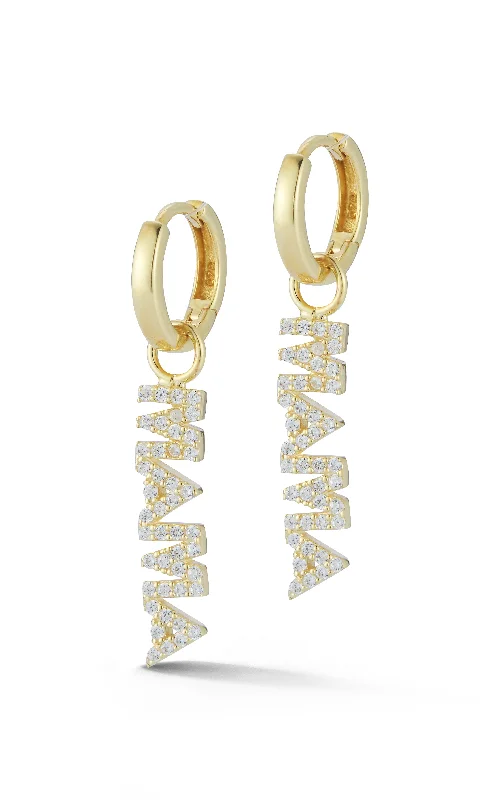 Crystal braid earrings-Mama Charm Huggie Earring