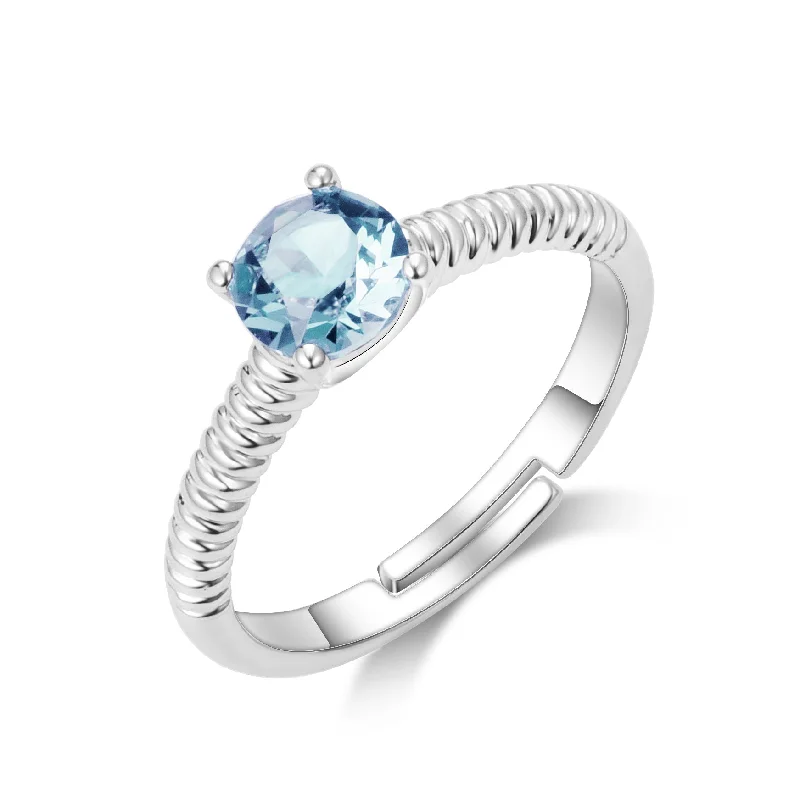 Warm wood rings-Warm wood rings-Light Blue Adjustable Crystal Ring Created with Zircondia® Crystals