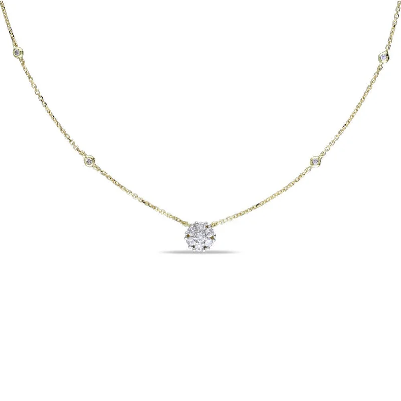 Regency style necklaces-Miadora 14k Yellow Gold 1/3ct TDW Diamond-by-the Yard Necklace