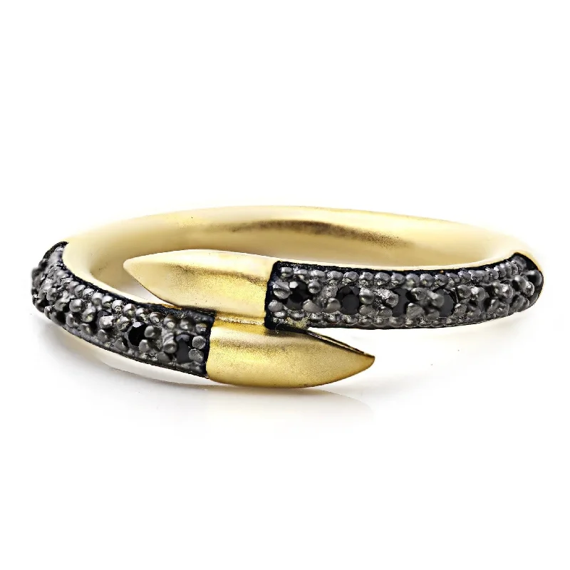 Curved shank rings-Curved shank rings-FREIDA ROTHMAN Black Pavé Embrace Ring