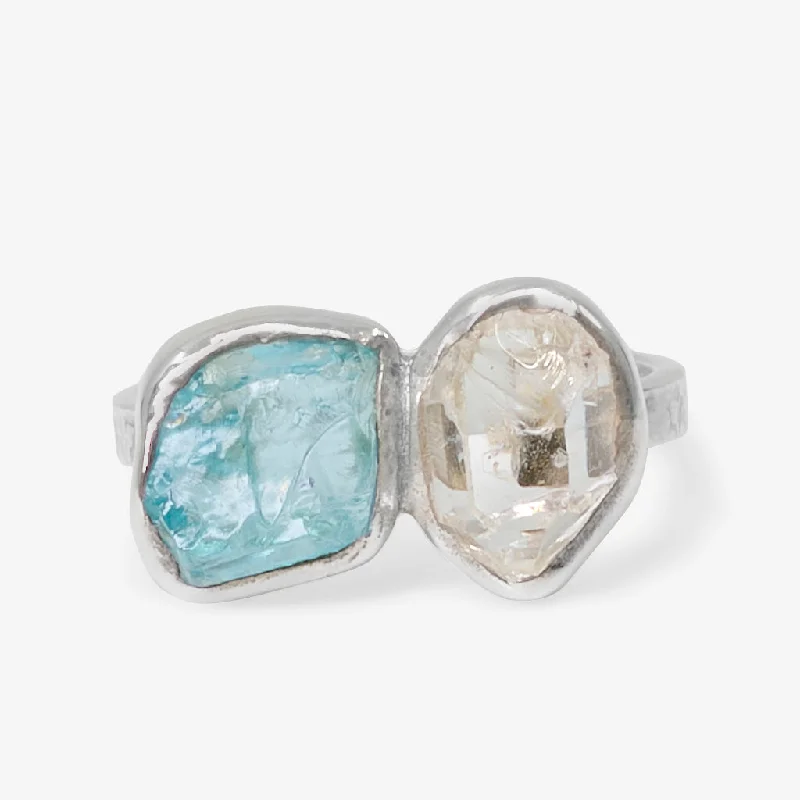 Light accent rings-Light accent rings-Apatite and Herkimer Ring