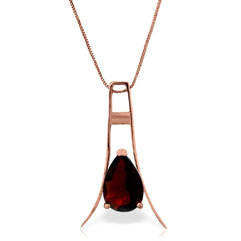 Curved gem necklaces-14K Rose Gold Garnet Gemstone Genuine Royal Necklace