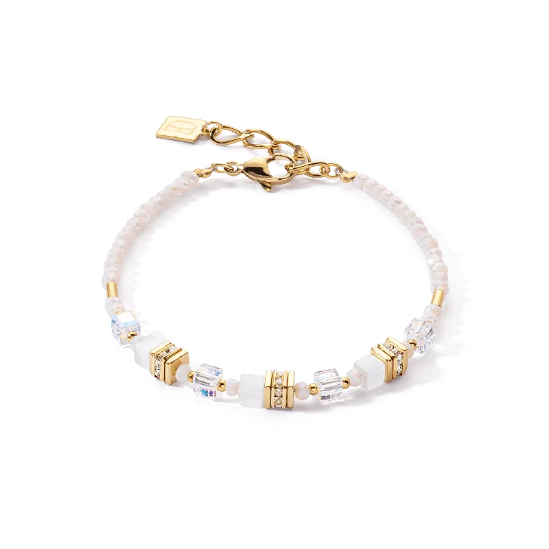 Coeur De Lion Mini Cubes Gold and White Bracelet