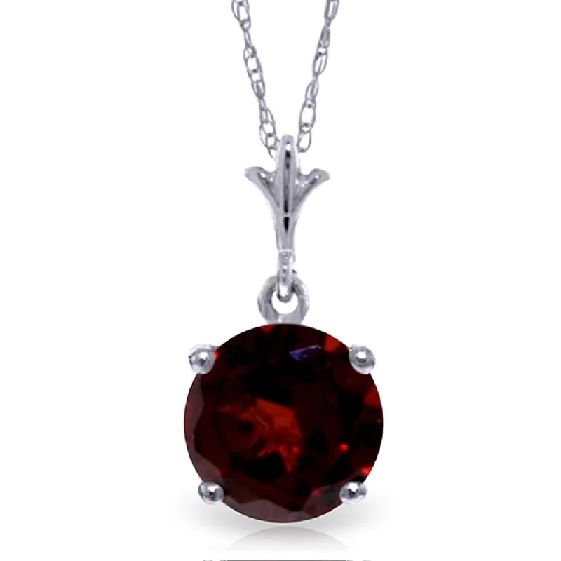 Bead-twisted necklaces-1.15 Carat 14K White Gold Detrimental Garnet Necklace