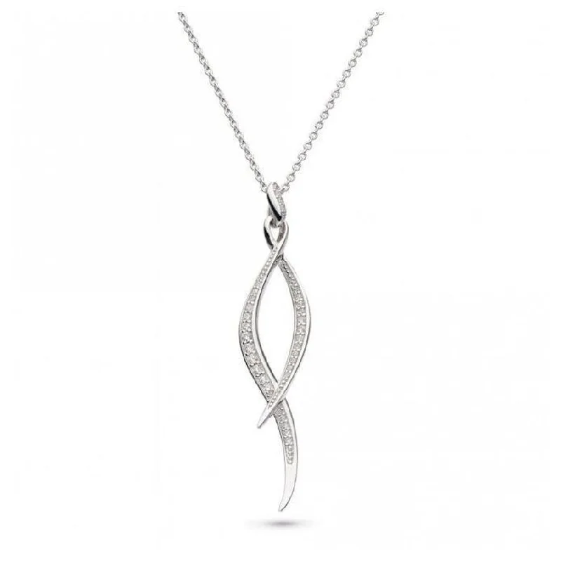 KH Silver Entwine Twine Twist CZ Pave Ncklce