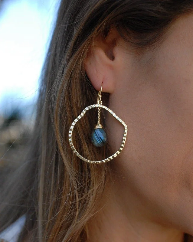 Warm clay earrings-Labradorite Earrings~18k Gold Plated ~ME014