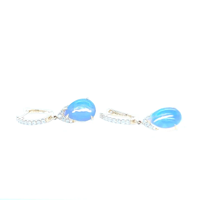 Aquamarine earrings-14K Yellow Gold Opal Earrings