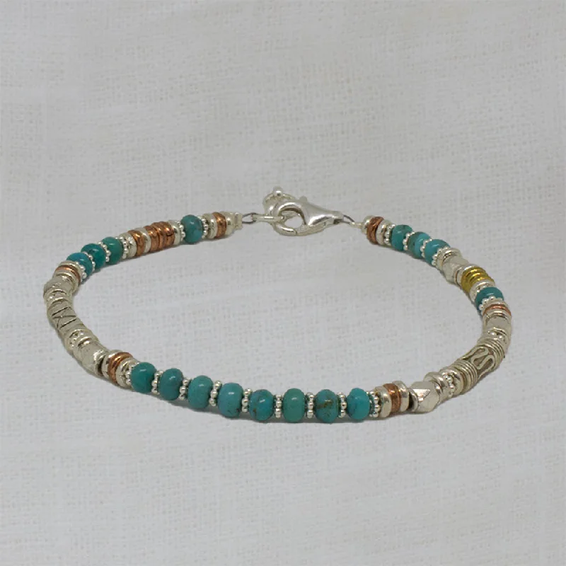 Silver Turquoise and Mixed Metals Bracelet