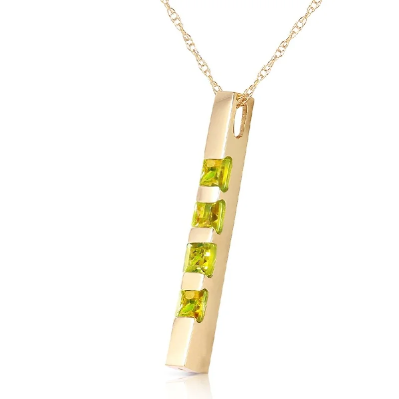 Curved gem necklaces-0.35 CTW 14K Solid Gold Necklace Bar Natural Peridot