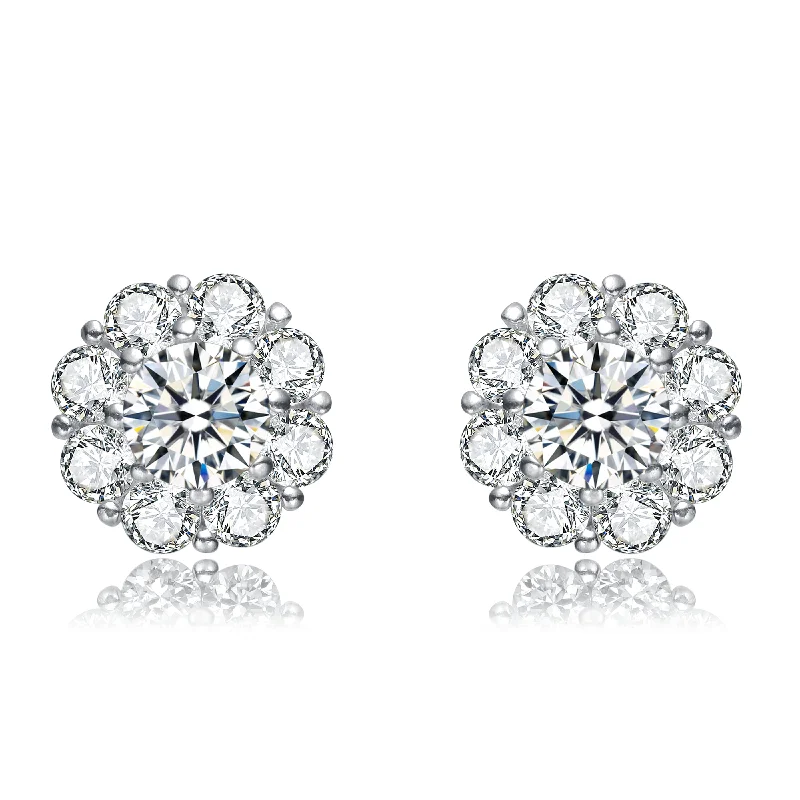 Radiant gem earrings-Clermont Button Flower Stud Earrings