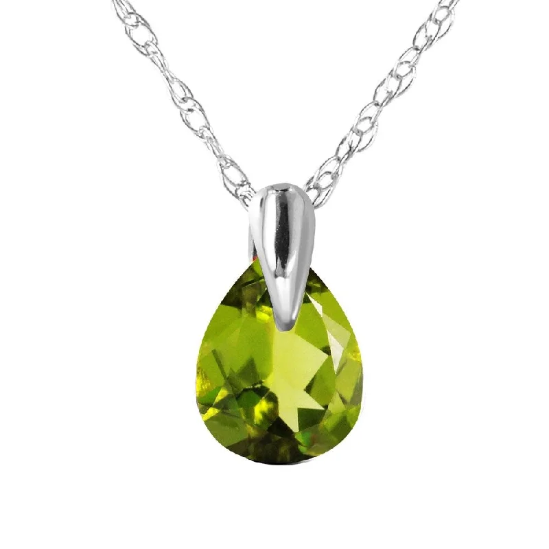 Rustic silver necklaces-0.68 Carat 14K White Gold Italian Romance Peridot Necklace