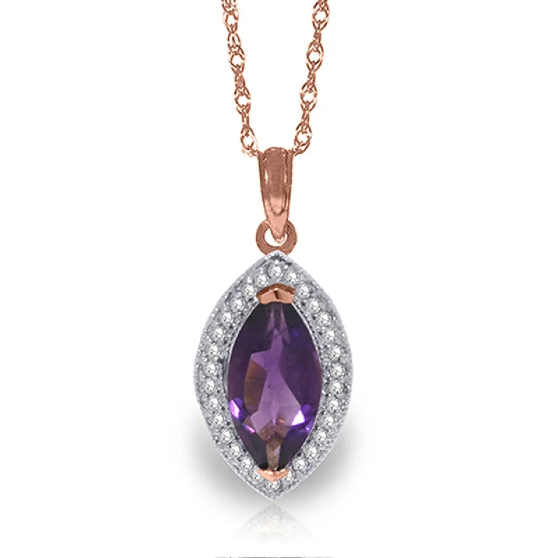 Bali style necklaces-1.8 Carat 14K Solid Gold Hayworth Amethyst Diamond Gemstone Necklace