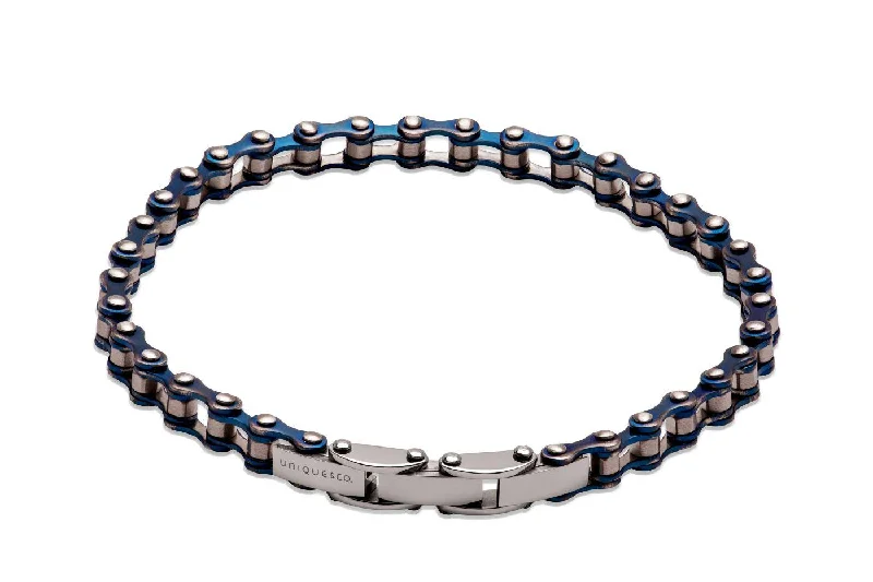 Unique & Co Blue Steel Bike Chain Bracelet