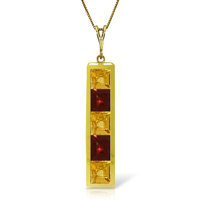 Wide link necklaces-2.25 Carat 14K Solid Gold Darkest Hour Citrine Garnet Necklace