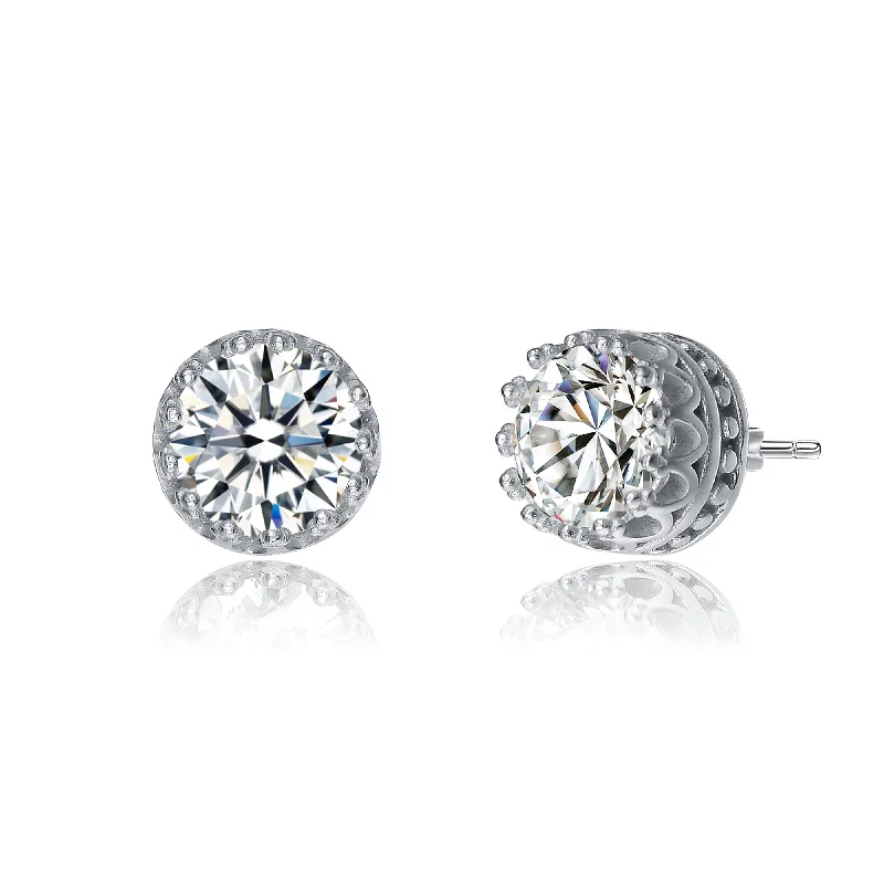 Bold cross earrings-Monfort Moissanite Crown Stud Earrings