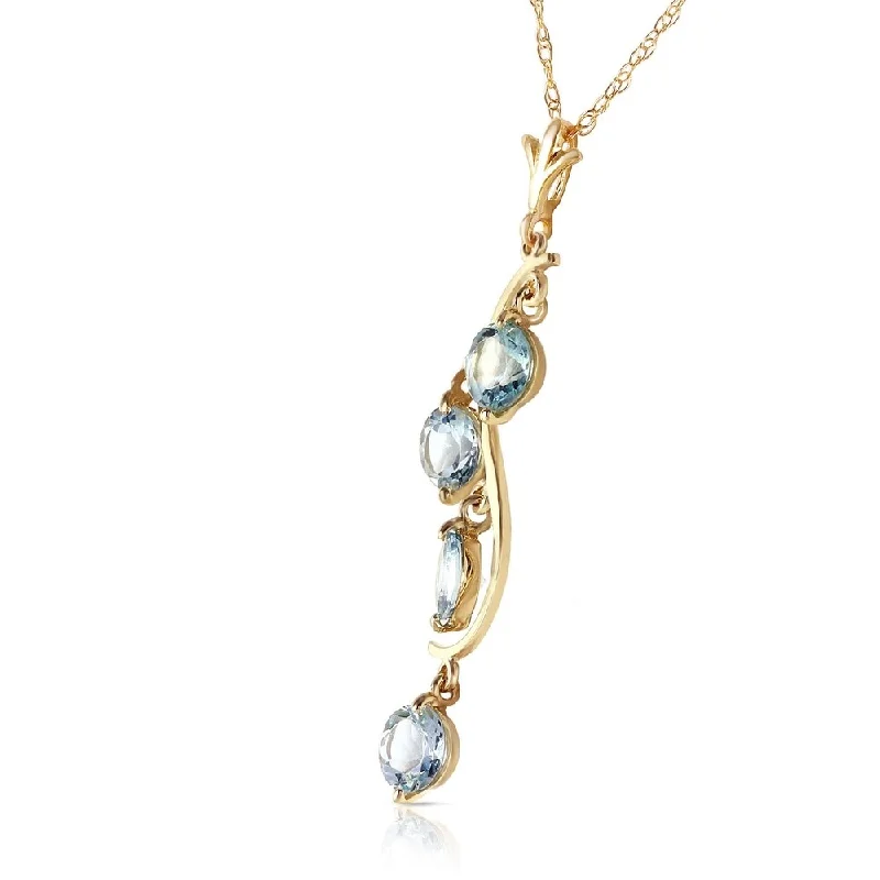 Lapis gem necklaces-2.25 CTW 14K Solid Gold Loving Aquamarine Necklace