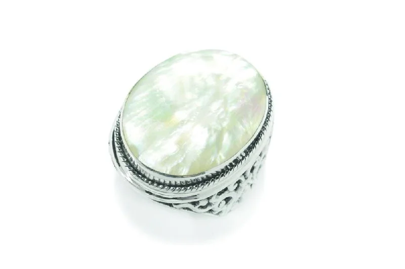 Round gem rings-Round gem rings-Ascension Ring- Mother Of Pearl