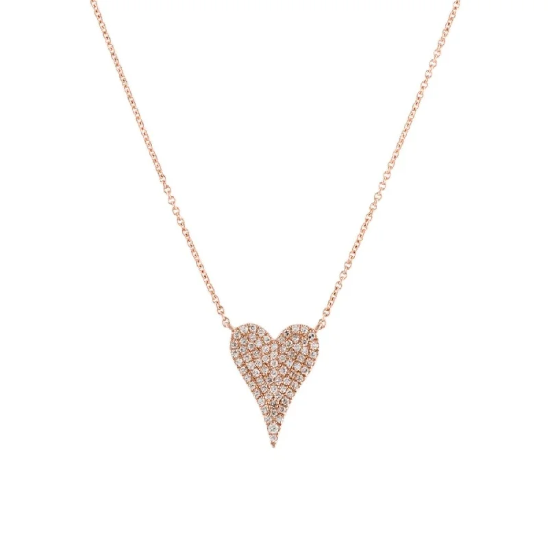 Cool wood necklaces-Joelle Diamond Pave Heart Necklace 1/5 ct TDW 14K Rose Gold -