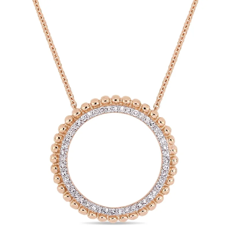 Curved pendant necklaces-Miadora Signature Collection 14k Rose Gold 1/4ct TDW Diamond Open Ring Halo Necklace