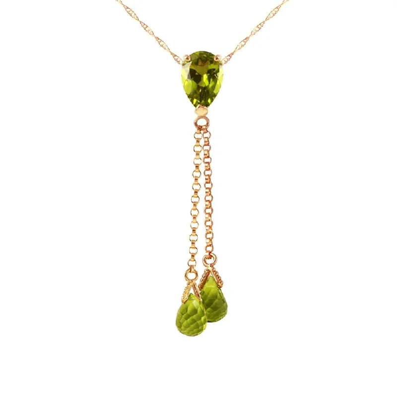 Elastic bead necklaces-14K Rose Gold Necklace w/ Peridots