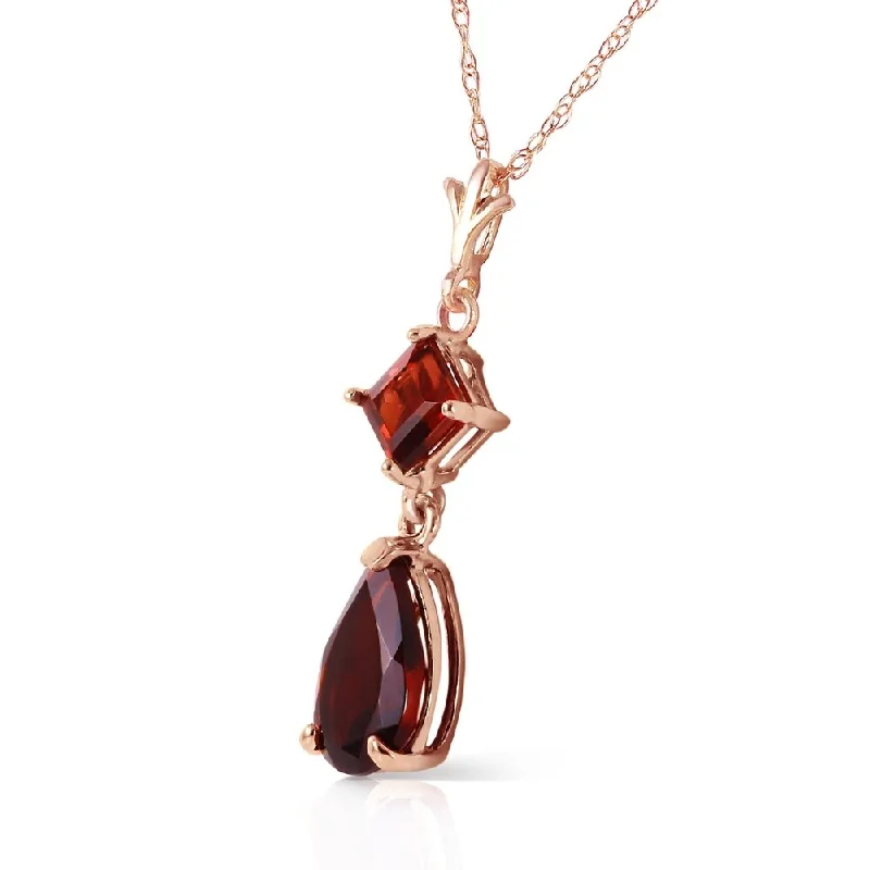 Worn charm necklaces-2 CTW 14K Solid Rose Gold Laughter Garnet Necklace