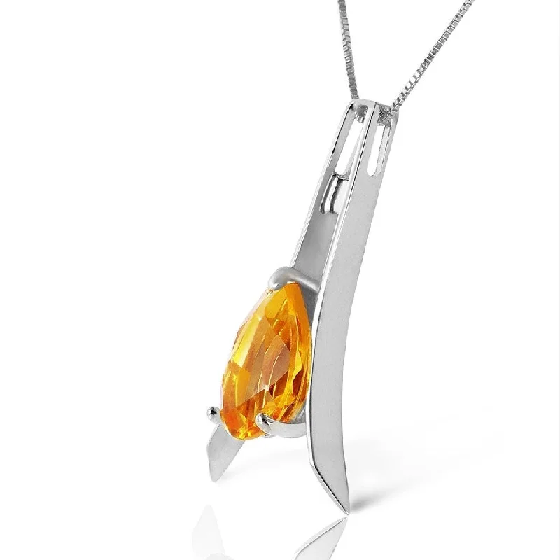 Cedar wood necklaces-1.5 Carat 14K Solid White Gold Go Gentle Citrine Necklace