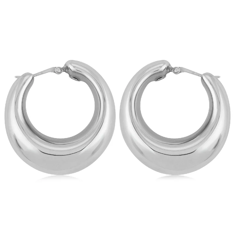 Flat charm earrings-Tapered Puffy Hoop Earring