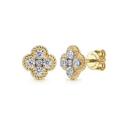 Linen thread earrings-14K Yellow Gold 0.50ctw Diamond Stud Earrings