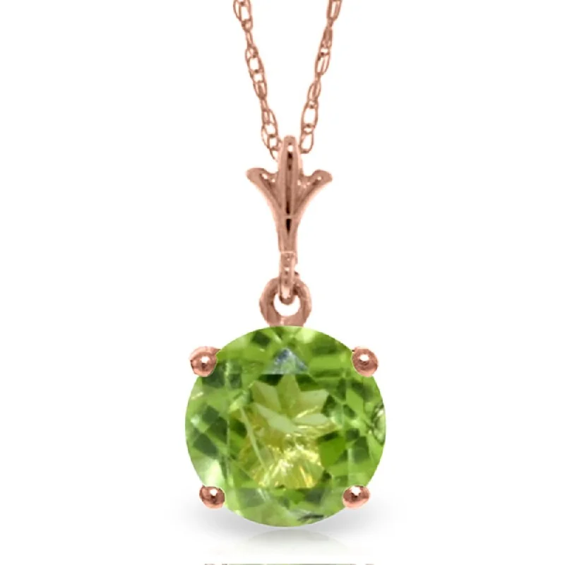 Tiered link necklaces-1.15 Carat 14K Rose Gold Single Round Peridot Necklace