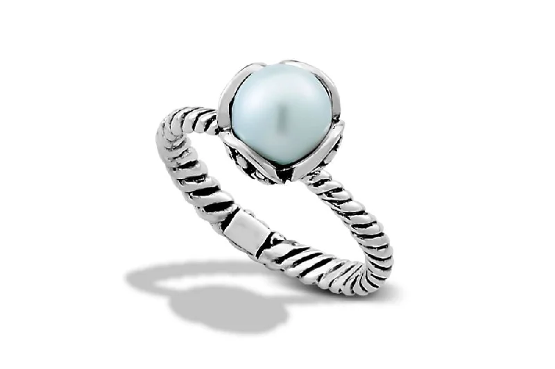 Minimal silver rings-Minimal silver rings-Lurus Ring- White Pearl