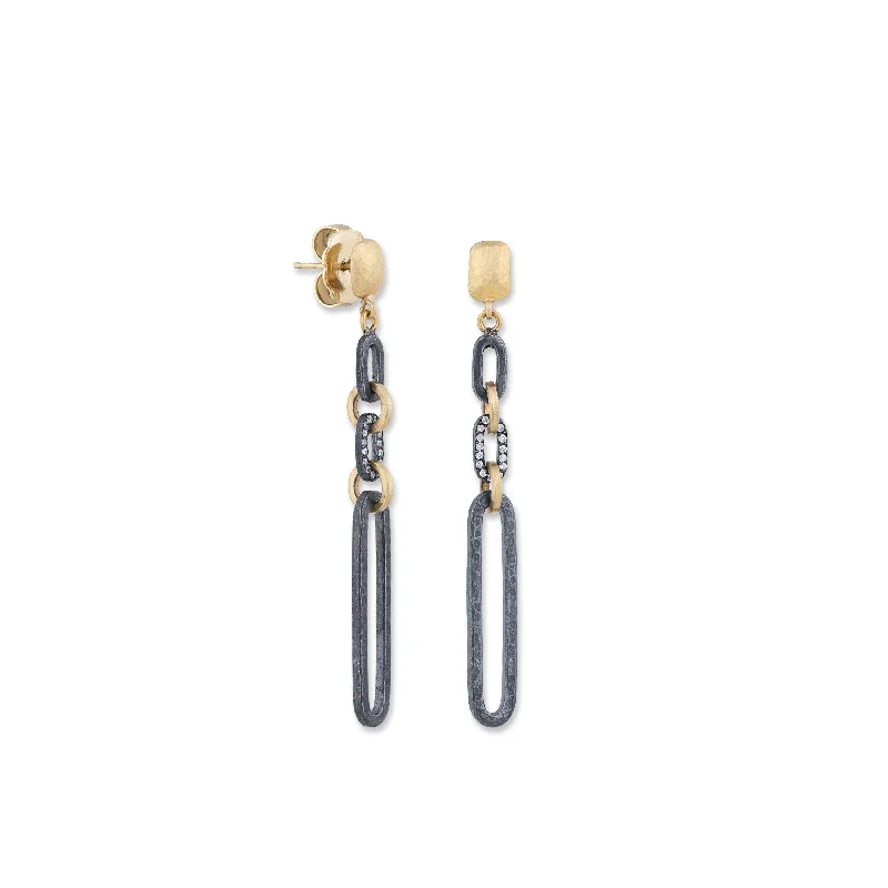 Woven silk earrings-Lika Behar Diamond Link Drop Earrings