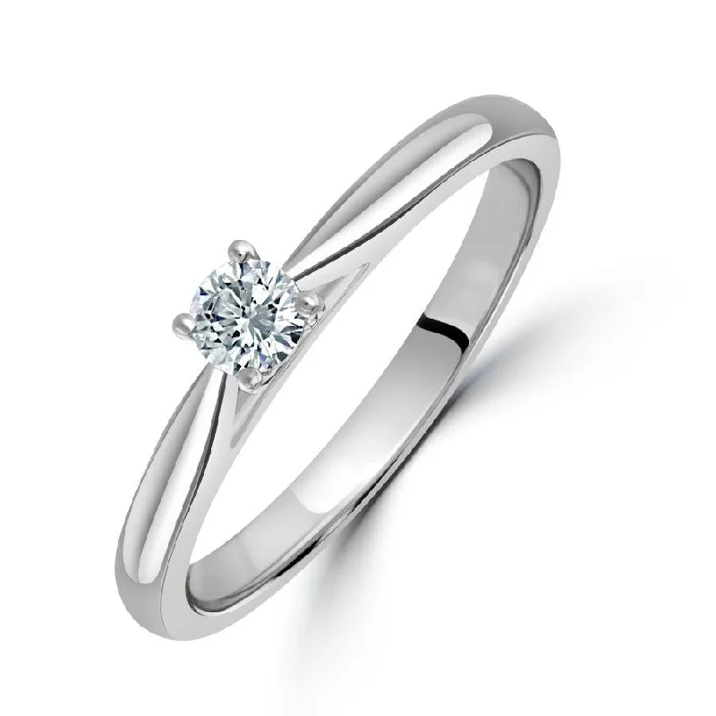 Platinum 0.16ct Round Brilliant Cut Diamond Solitaire Ring