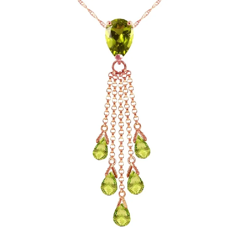 Peace charm necklaces-14K Rose Gold Briolette Peridot Necklace Class