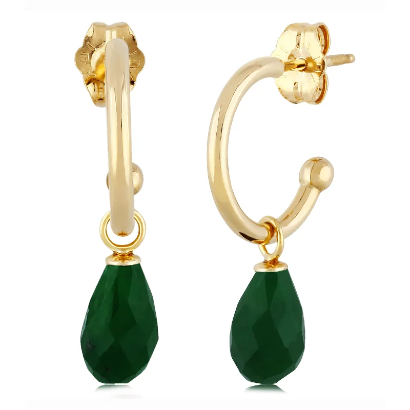 Petal hoop earrings-Emerald Briolette Dangle Earrings