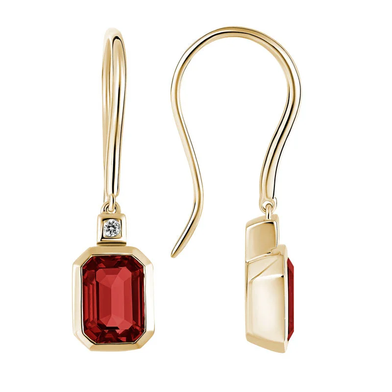 Subtle drop earrings-Bezel Set Garnet Dangle Earrings