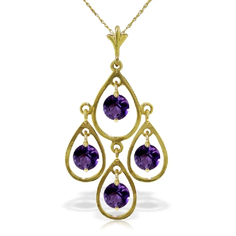 Floating gem necklaces-1.2 Carat 14K Solid Gold Love Tune Amethyst Necklace