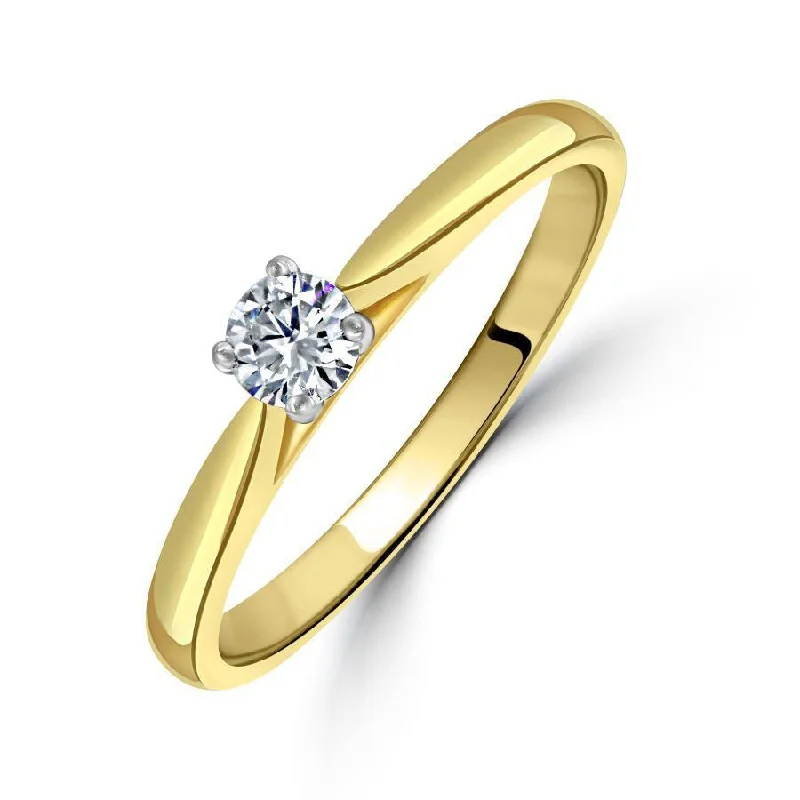 0.20ct Round Brilliant Cut Diamond Solitaire 18ct Yellow Gold Ring