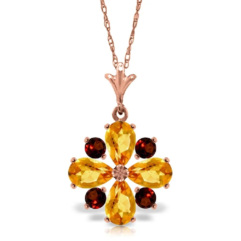 Light filigree necklaces-2.43 Carat 14K Rose Gold Passion Citrine Garnet Necklace