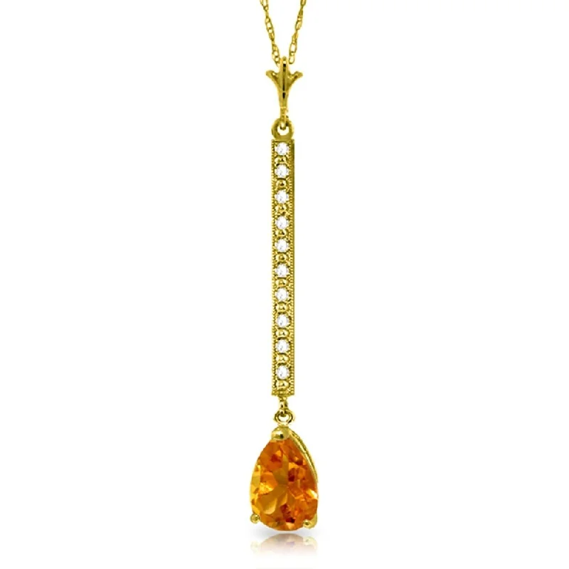 Mystic eye necklaces-1.8 Carat 14K Gold Necklace Diamond Citrine