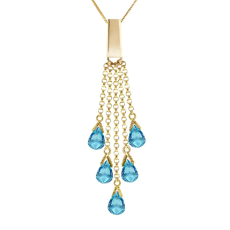 Boho bead necklaces-5.8 Carat 14K Gold Blue Topaz Necklace