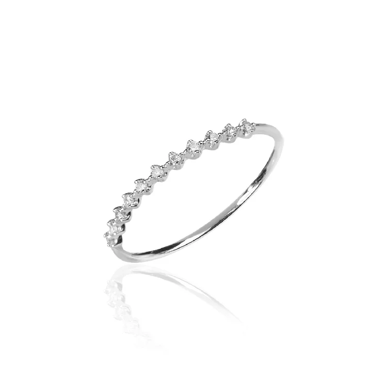 Frosted bead rings-Frosted bead rings-Constellation Ring-54 - 18k White Gold