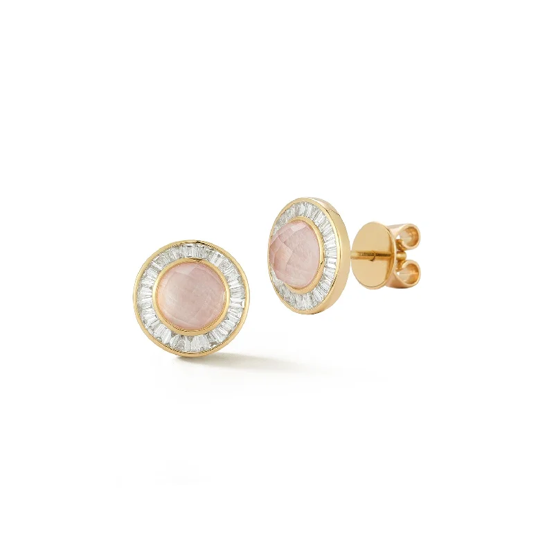 Ruby gem earrings-Cosmos Studs - Pink Opal