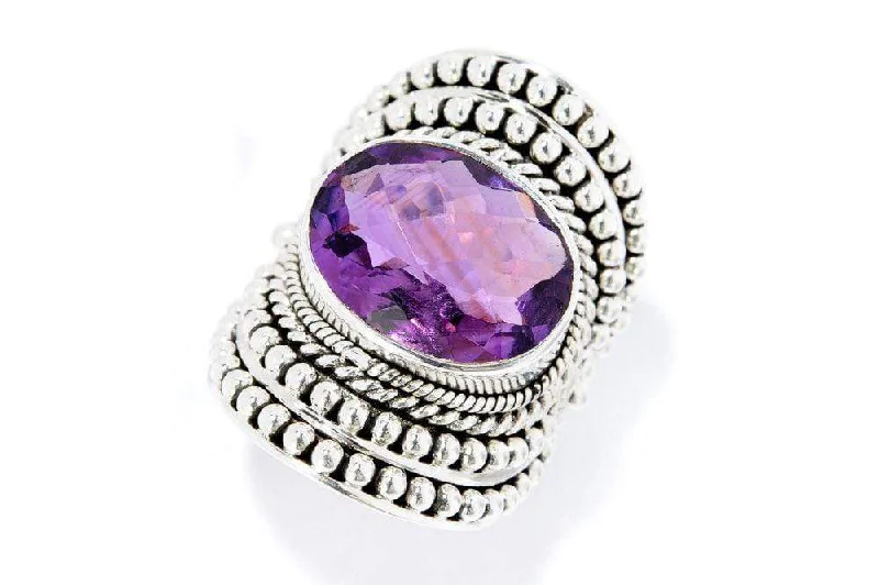 Bead-woven rings-Bead-woven rings-Beloved Ring- Amethyst