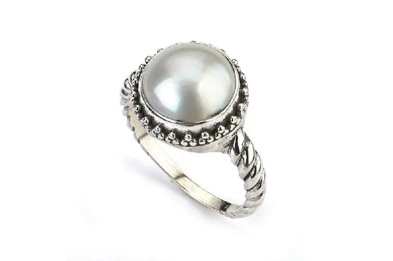 Topaz gem rings-Topaz gem rings-Batur Ring- White Mabel Pearl