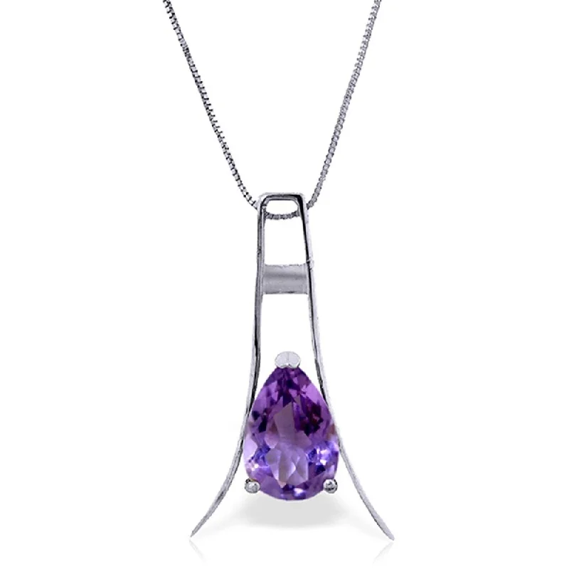 Trio birthstone necklaces-1.5 Carat 14K White Gold Rejoice Amethyst Necklace