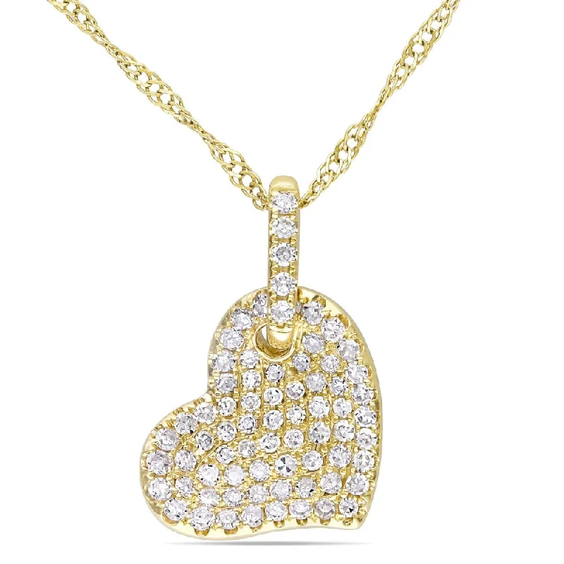 Tiered link necklaces-Miadora 14k Gold 1/4ct TDW Diamond Heart Necklace