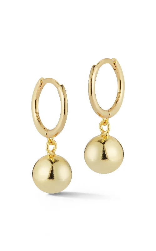 Flat charm earrings-Polished Ball Huggie Earring